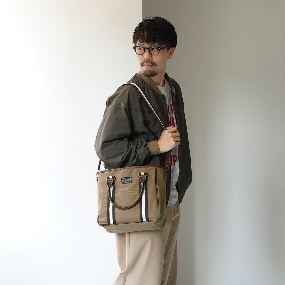 PENDLETON / MARIE 合作 2-way 涂层帆布手提包