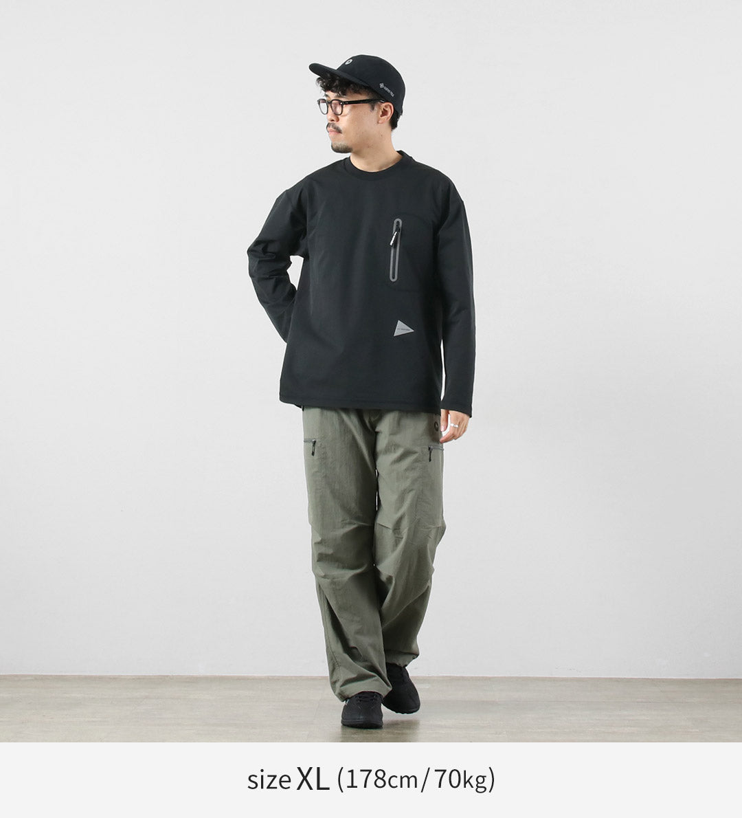 AND WANDER / 混合保暖口袋长袖 T 恤