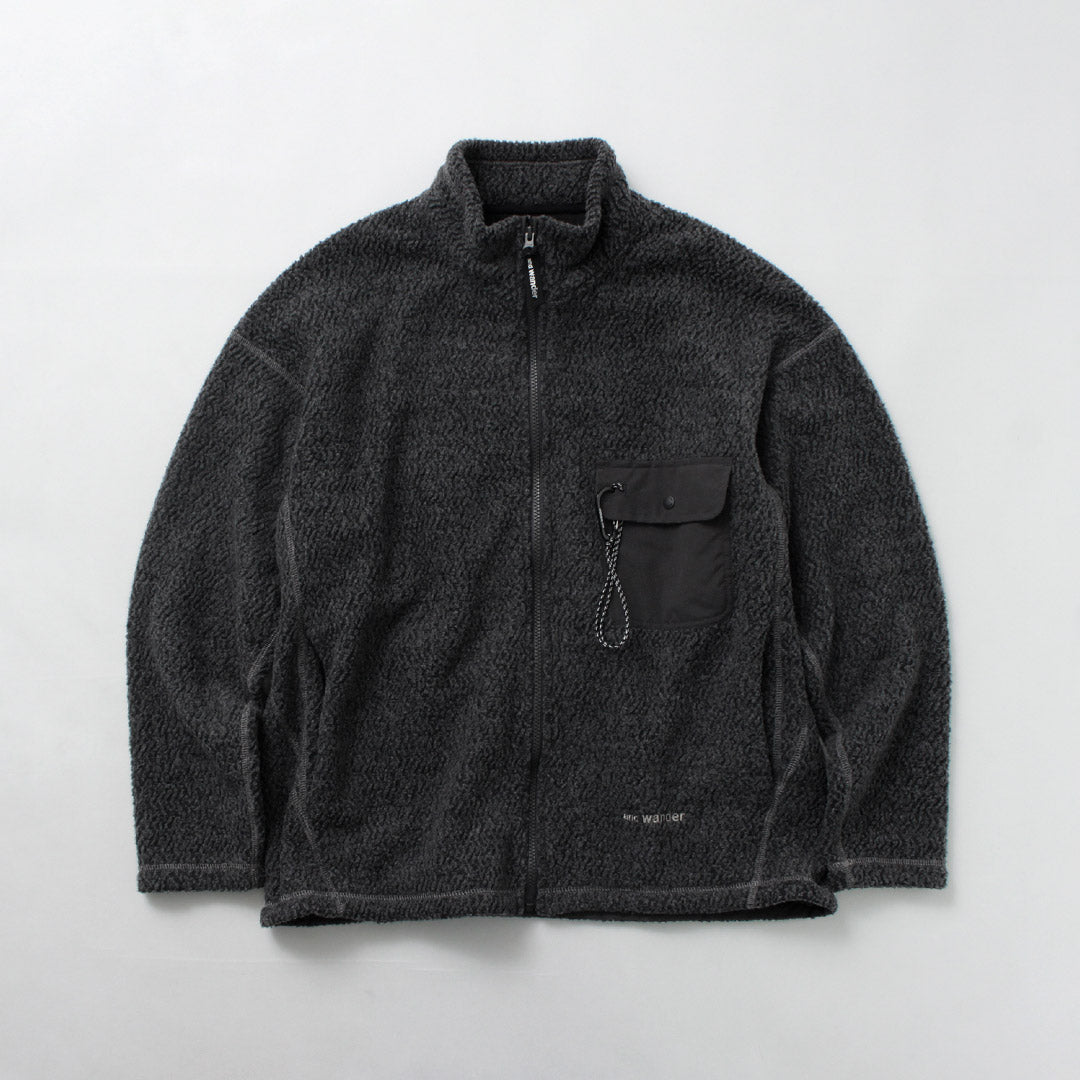 AND WANDER / Veste Re-Wool Jacquard Stand Zip