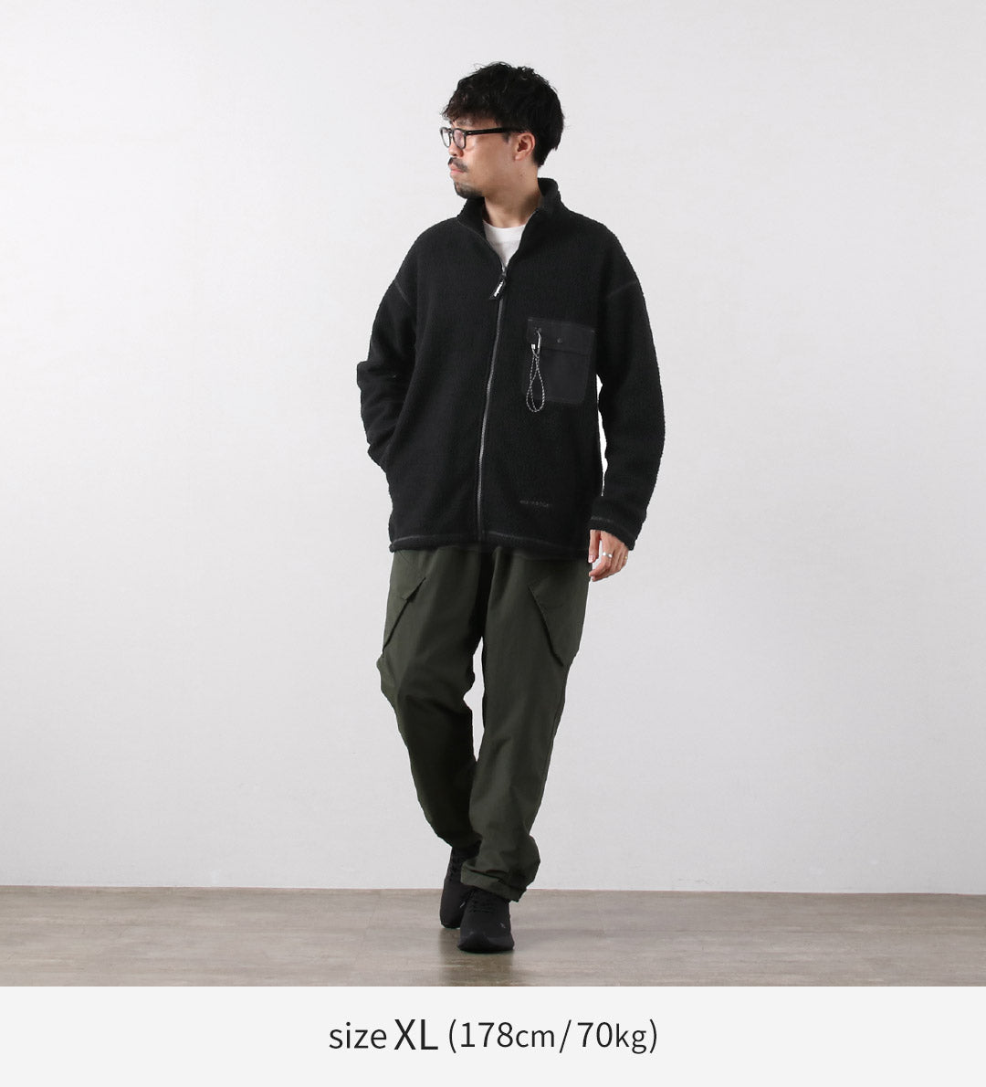 AND WANDER / Veste Re-Wool Jacquard Stand Zip