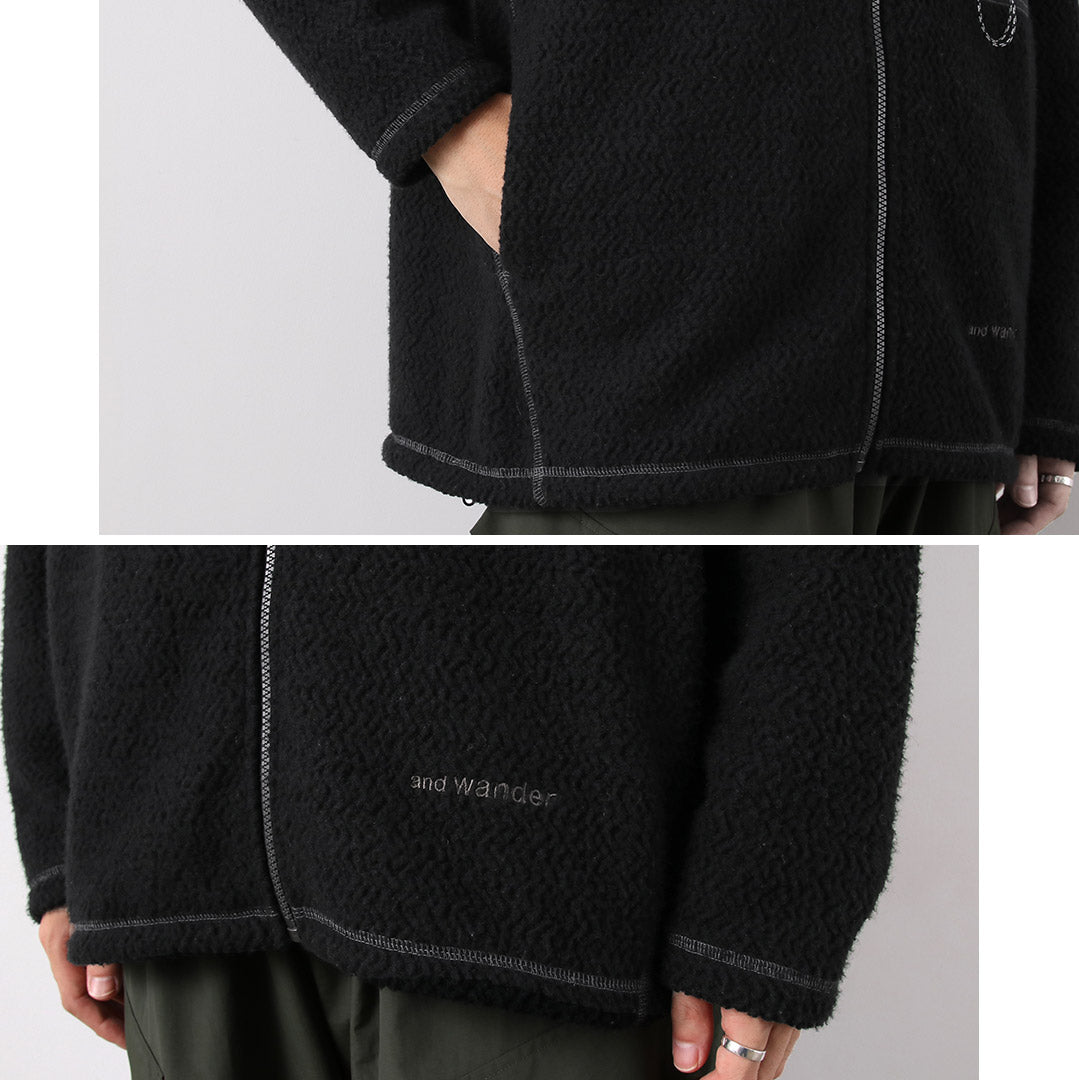 AND WANDER / Veste Re-Wool Jacquard Stand Zip