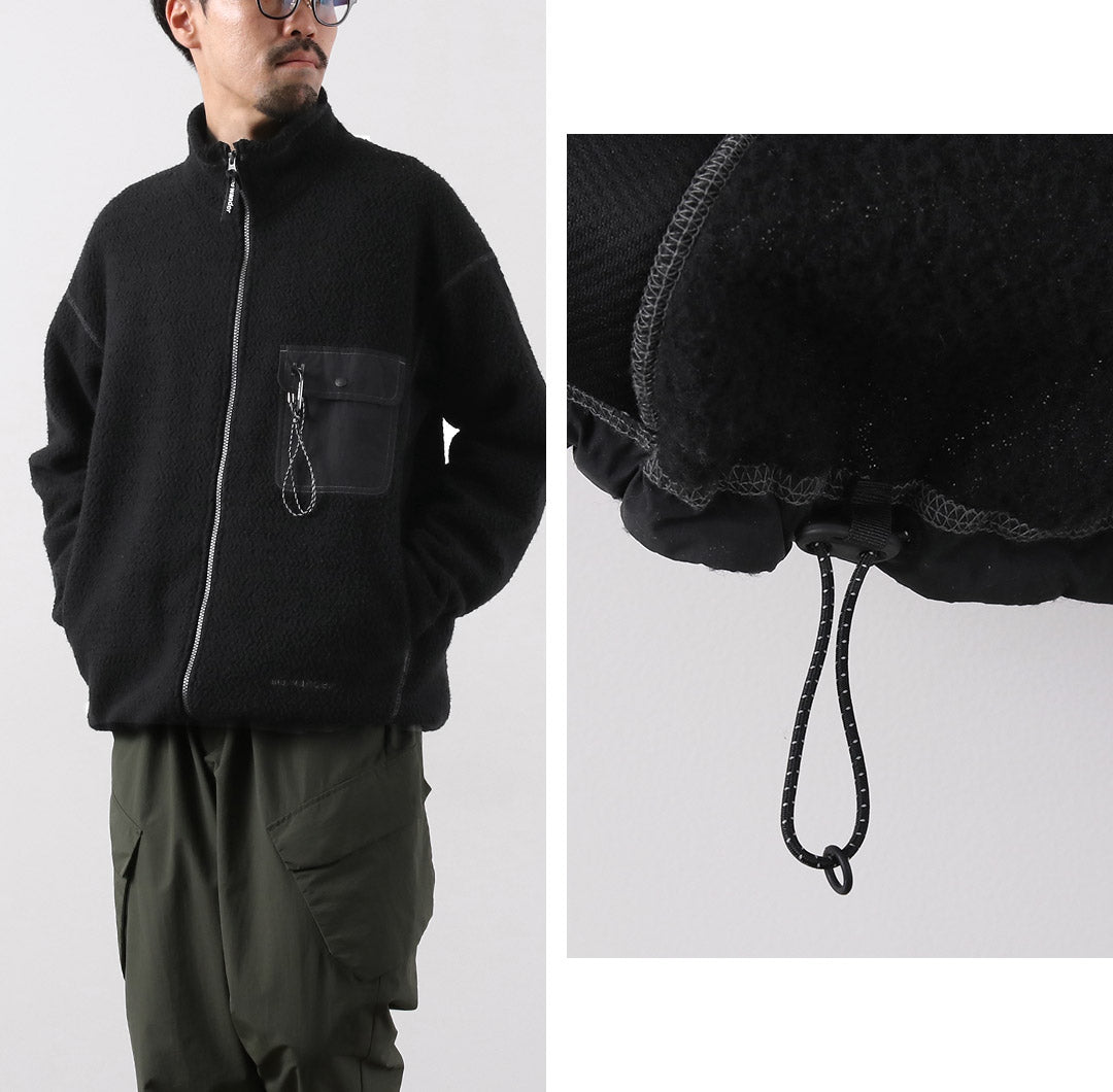 AND WANDER / Veste Re-Wool Jacquard Stand Zip