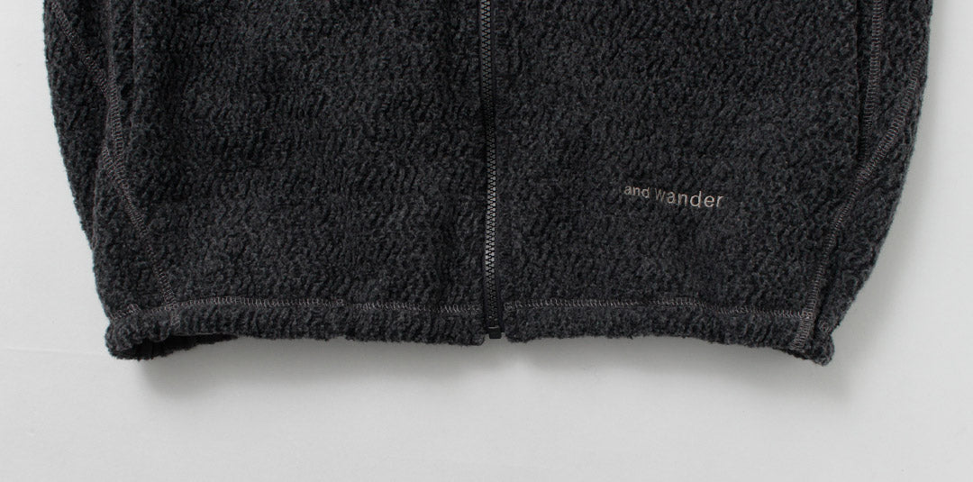 AND WANDER / Veste Re-Wool Jacquard Stand Zip
