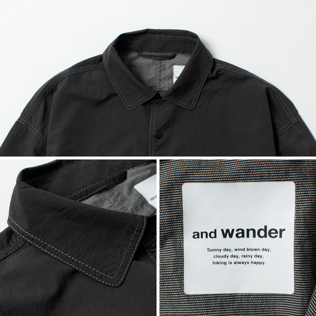 AND WANDER / 褶皱尼龙衬衫夹克