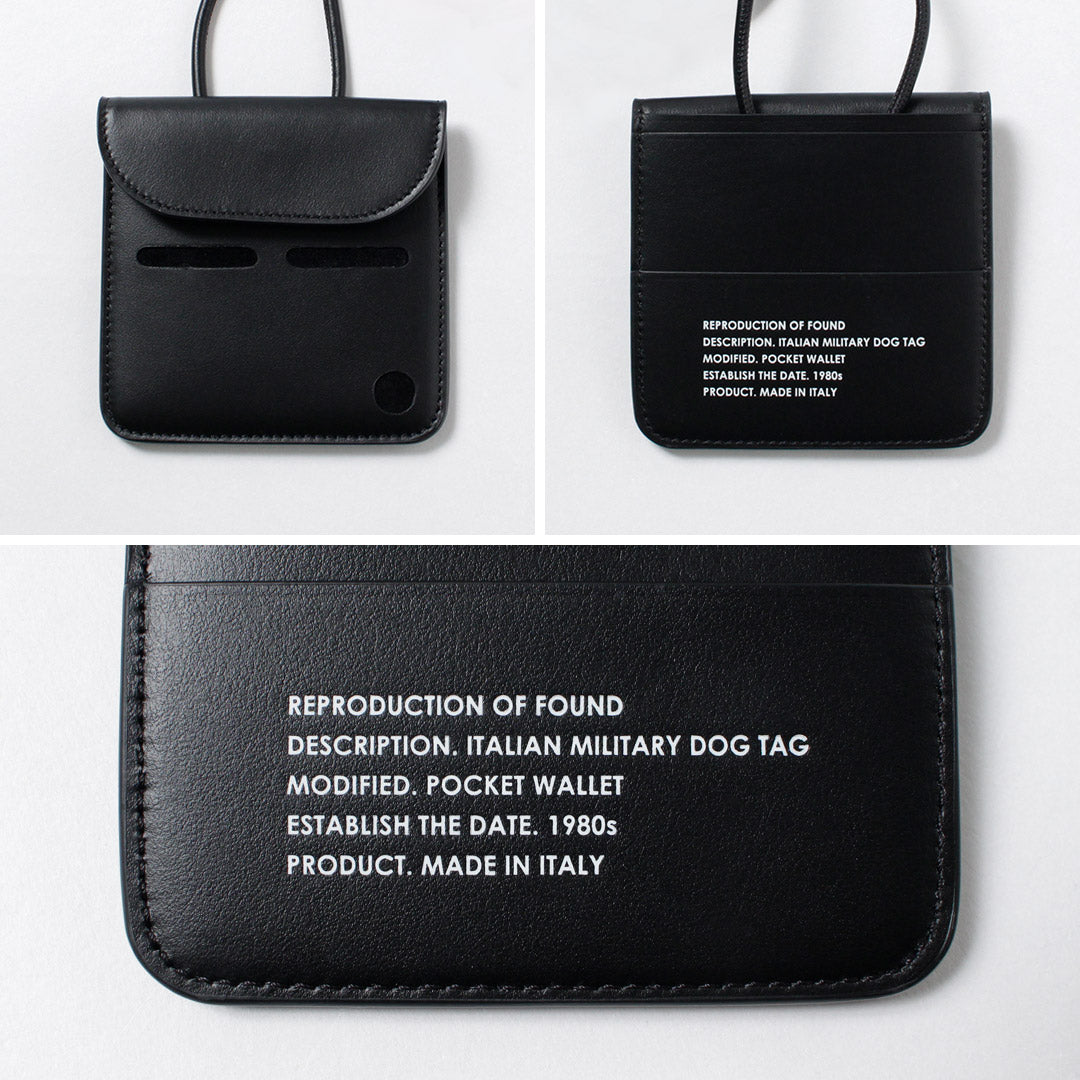 REPRODUCTION DE TROUVÉ / Pochette de cou de portefeuille de plaque d'identité militaire italienne