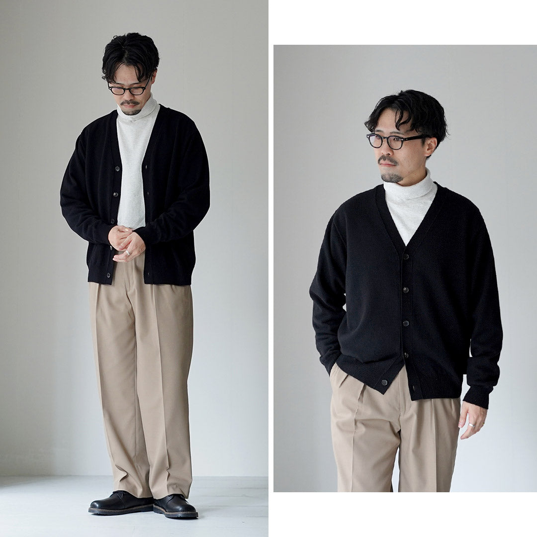 YONETOMI NEW BASIC / Cardigan en tricot teint en pièce en cachemire rigide