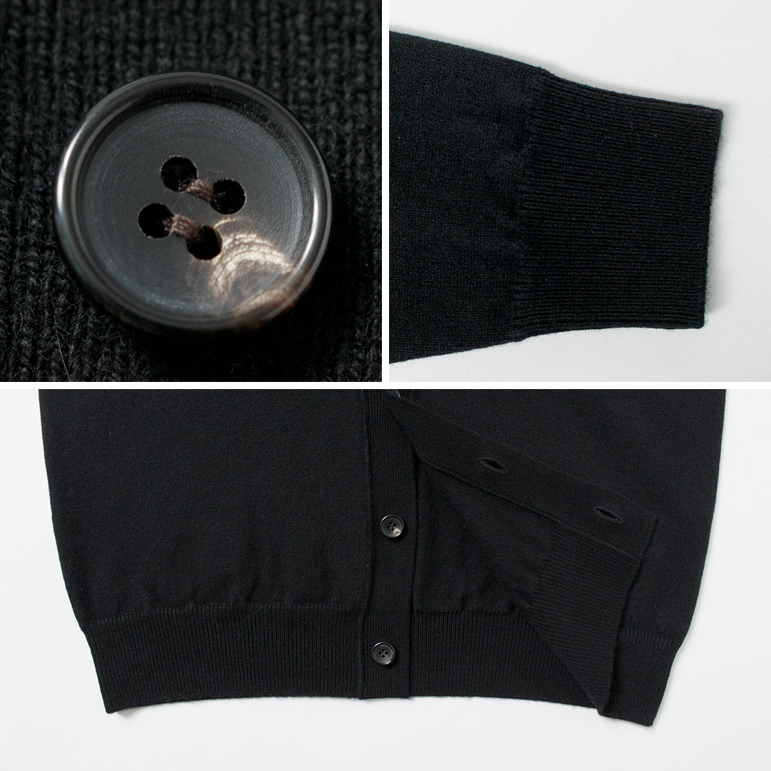 YONETOMI NEW BASIC / Cardigan en tricot teint en pièce en cachemire rigide