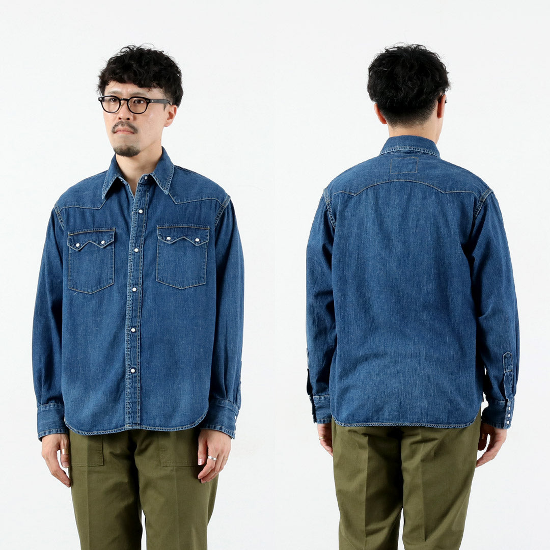 REMI RELIEF / 8.5온스 데님 웨스턴 셔츠 톱니 플랩 중고 마감
