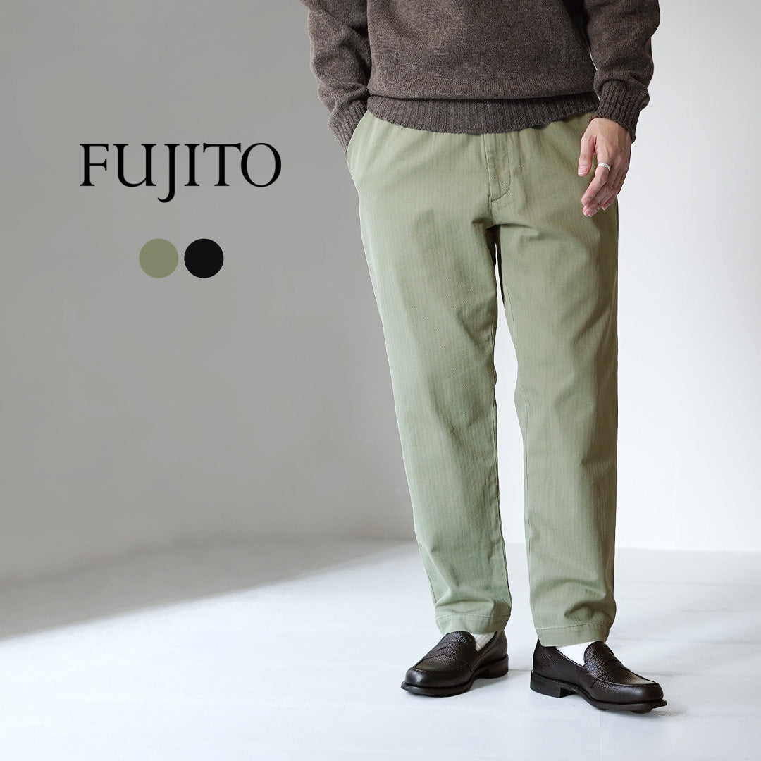 FUJITO / 人字纹斜纹休闲裤