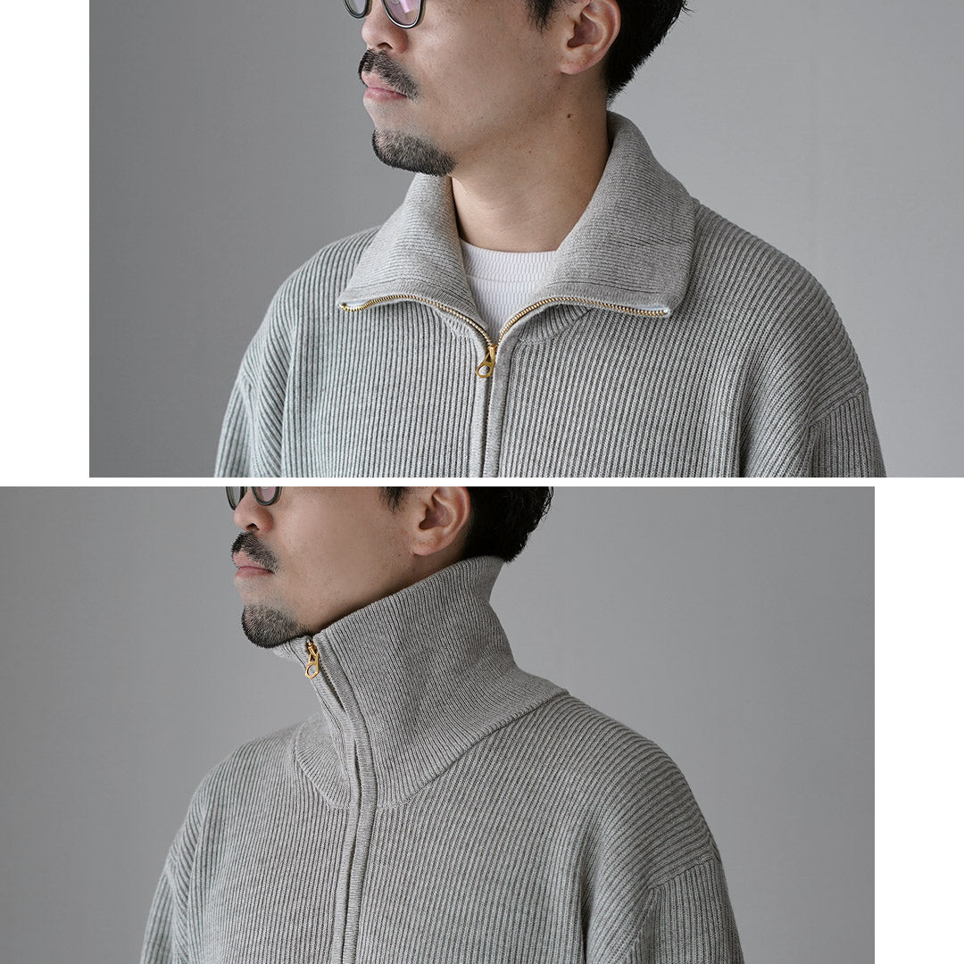 UNDYED / 오가닉 코튼 골지 하프집 니트