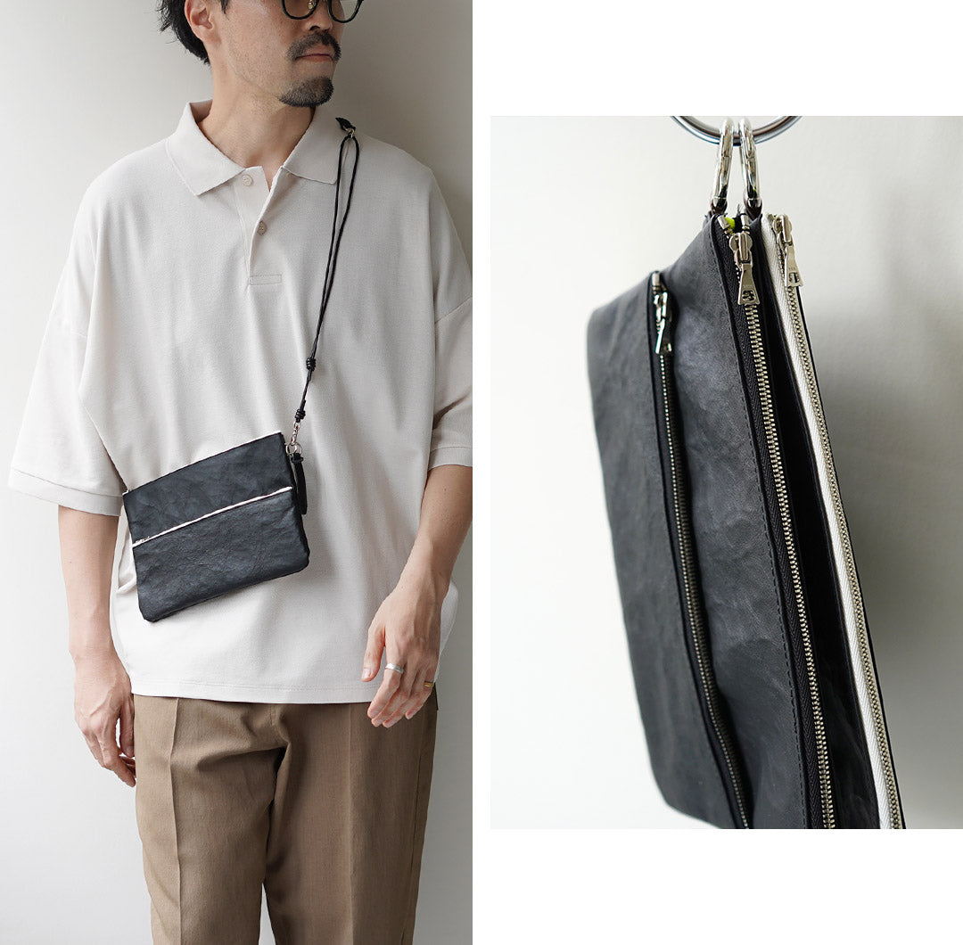 SENTI / Dyneema 가죽 더블 지퍼 파우치 LL