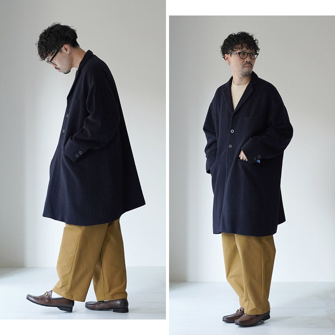 BASISBROEK / BALENN Wool-Nylon Flannel Chester Coat