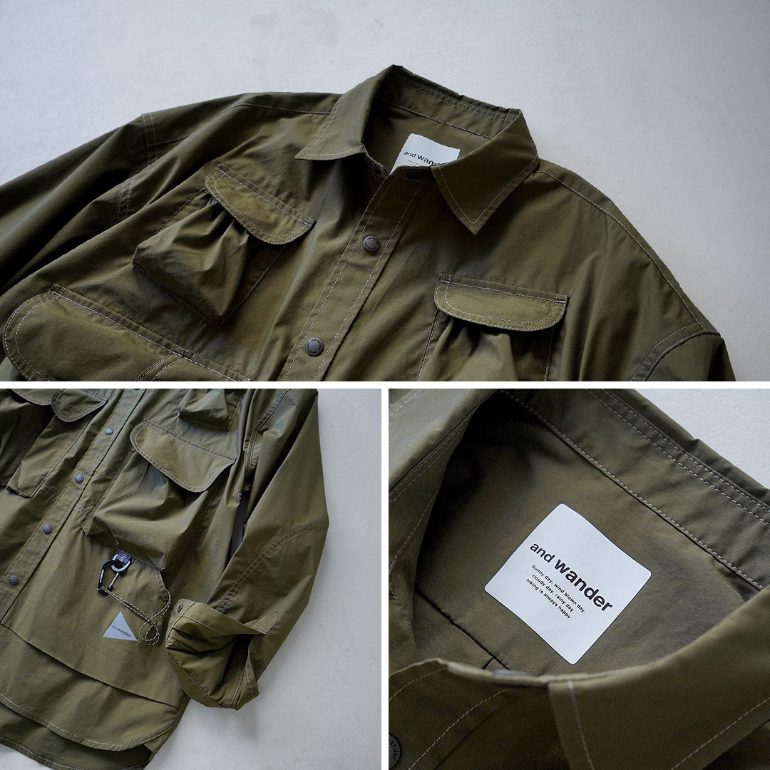 AND WANDER / Camisa Manga Larga Multibolsillos