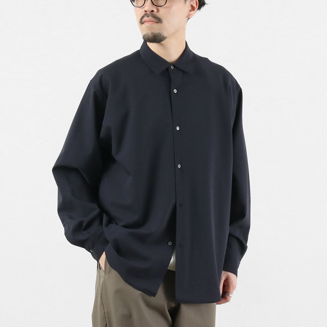 GOLDWIN / Camisa holgada de lana de alta torsión – Tela Bishu