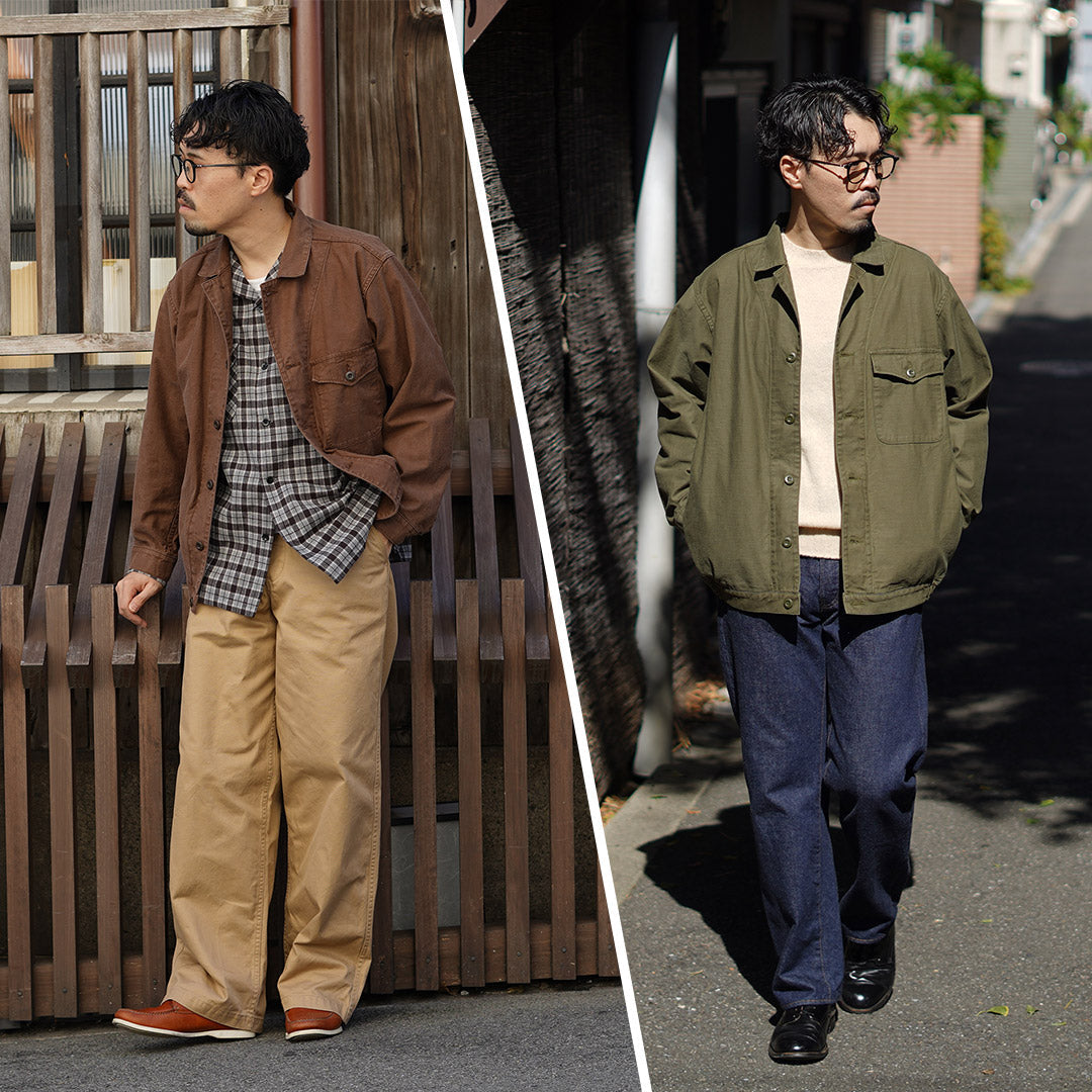 日本藍色牛仔褲 / 軍裝背緞夾克