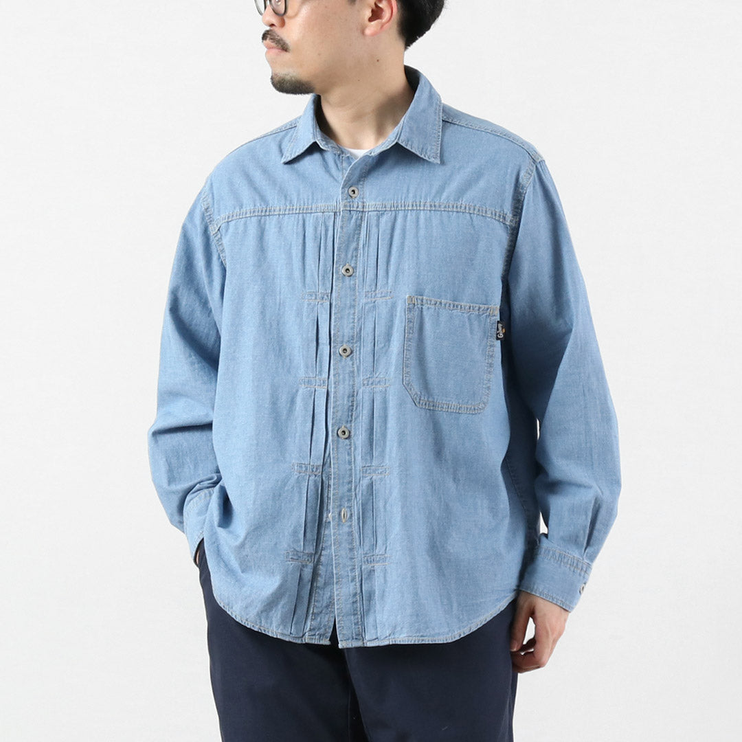 GOHEMP / Chemise de Travail Plissée, Chambray Chanvre-Coton