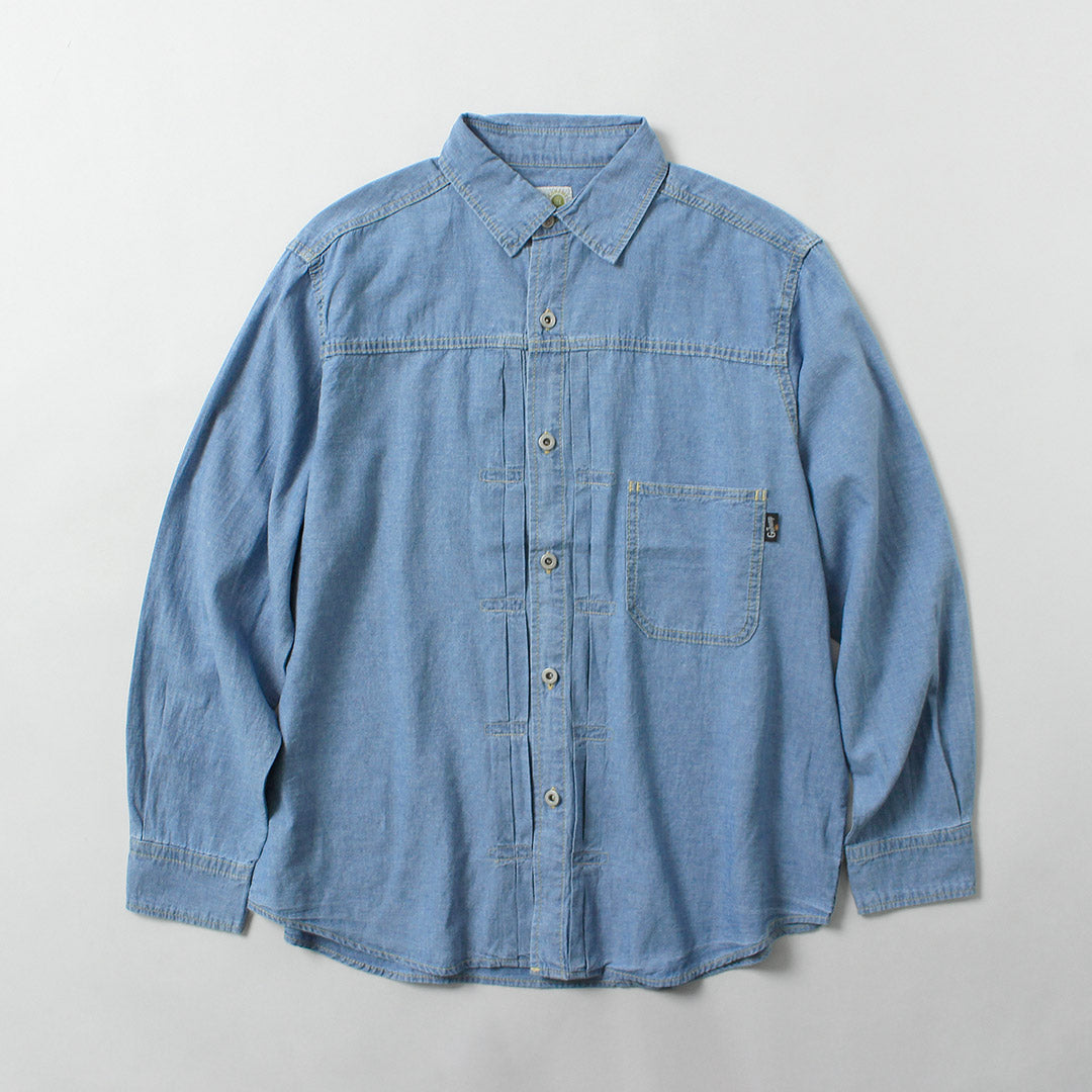 GOHEMP / Chemise de Travail Plissée, Chambray Chanvre-Coton