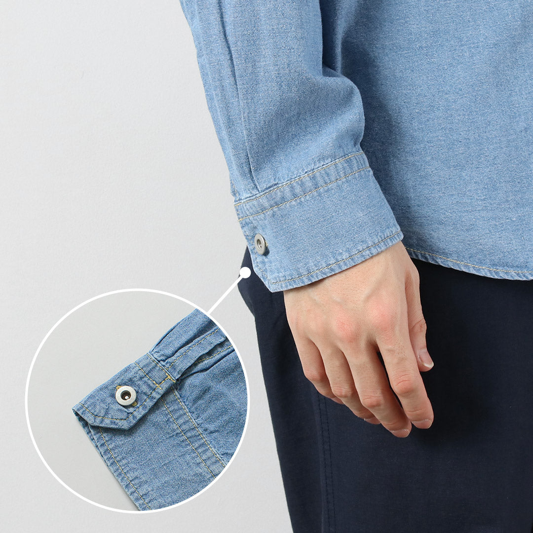 GOHEMP / Chemise de Travail Plissée, Chambray Chanvre-Coton