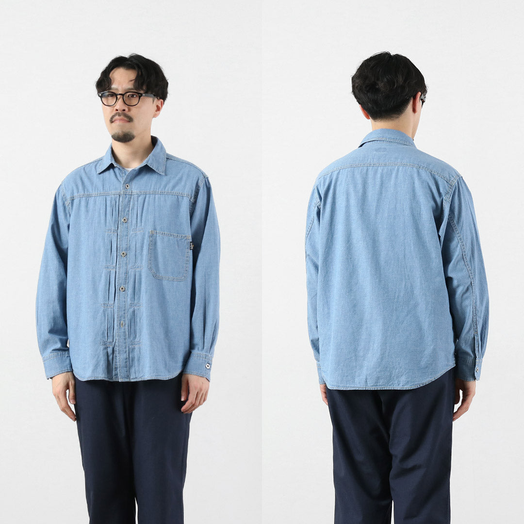 GOHEMP / Chemise de Travail Plissée, Chambray Chanvre-Coton