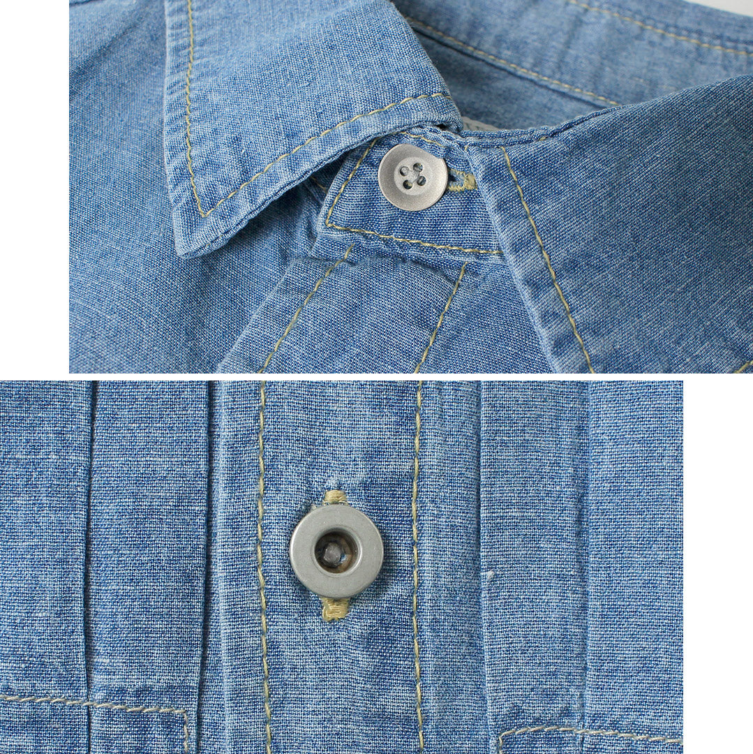 GOHEMP / Chemise de Travail Plissée, Chambray Chanvre-Coton