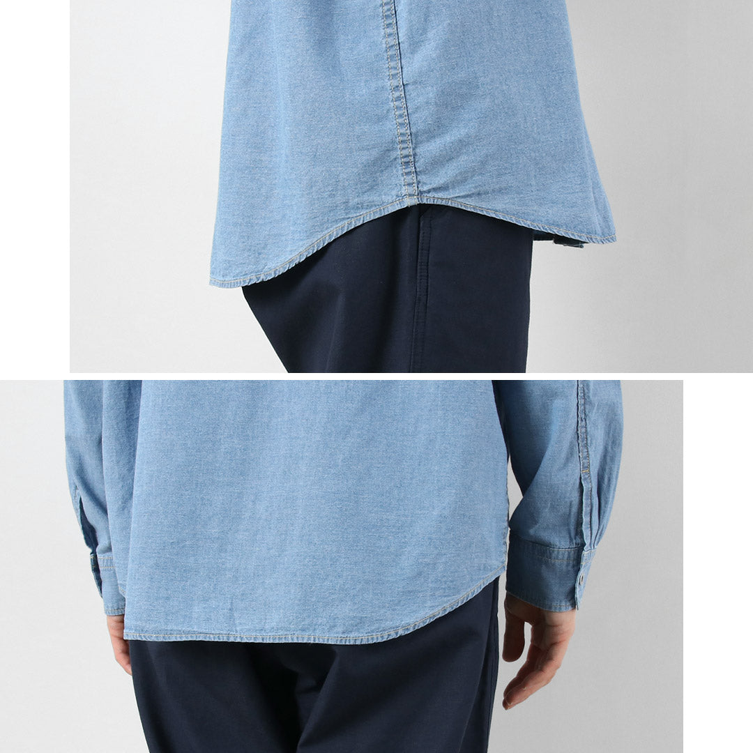 GOHEMP / Chemise de Travail Plissée, Chambray Chanvre-Coton