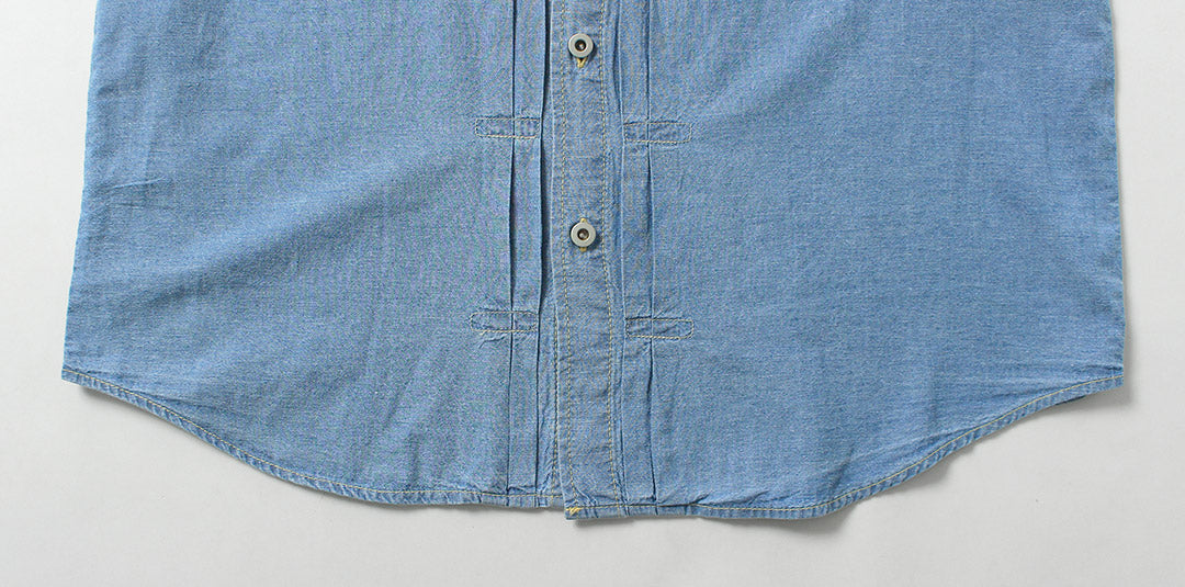 GOHEMP / Chemise de Travail Plissée, Chambray Chanvre-Coton