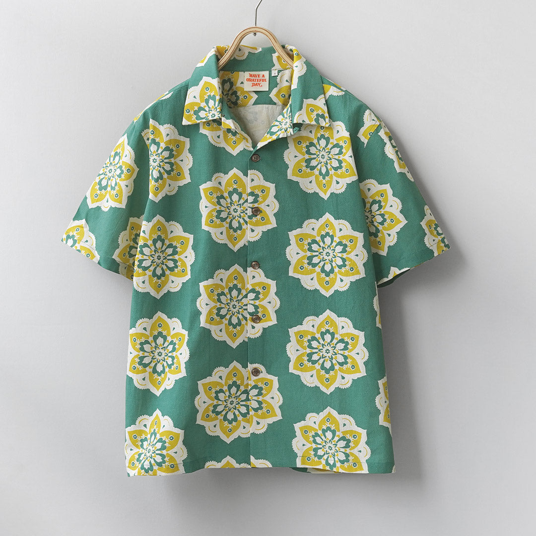 HAVE A GRATEFUL DAY / Chemise col ouvert S/S Design rond imprimé