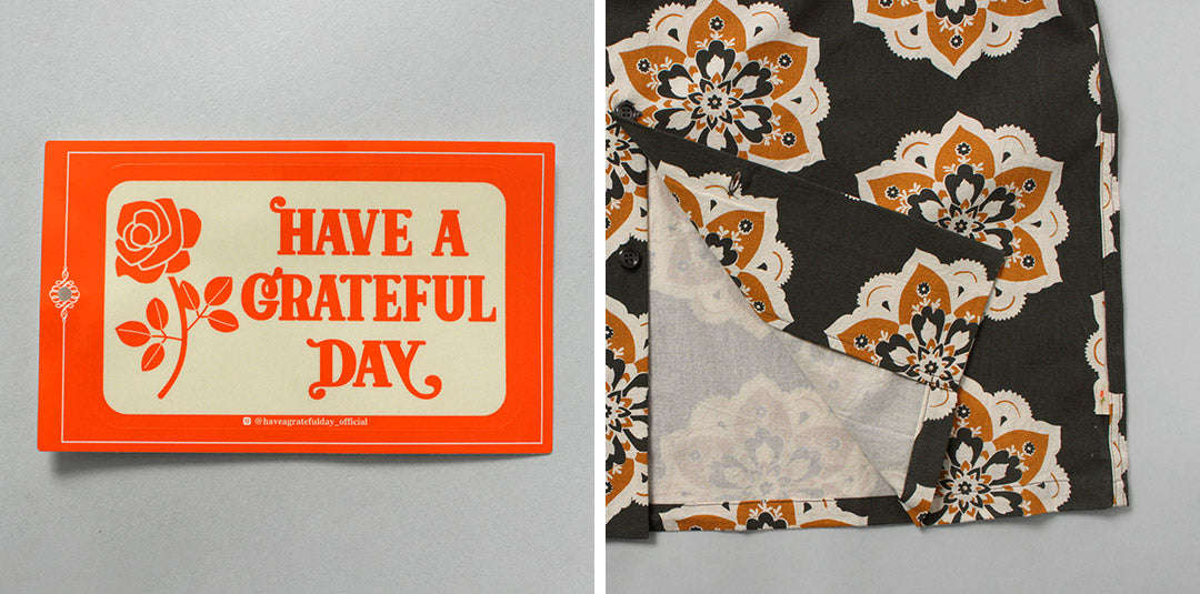 HAVE A GRATEFUL DAY / Chemise col ouvert S/S Design rond imprimé