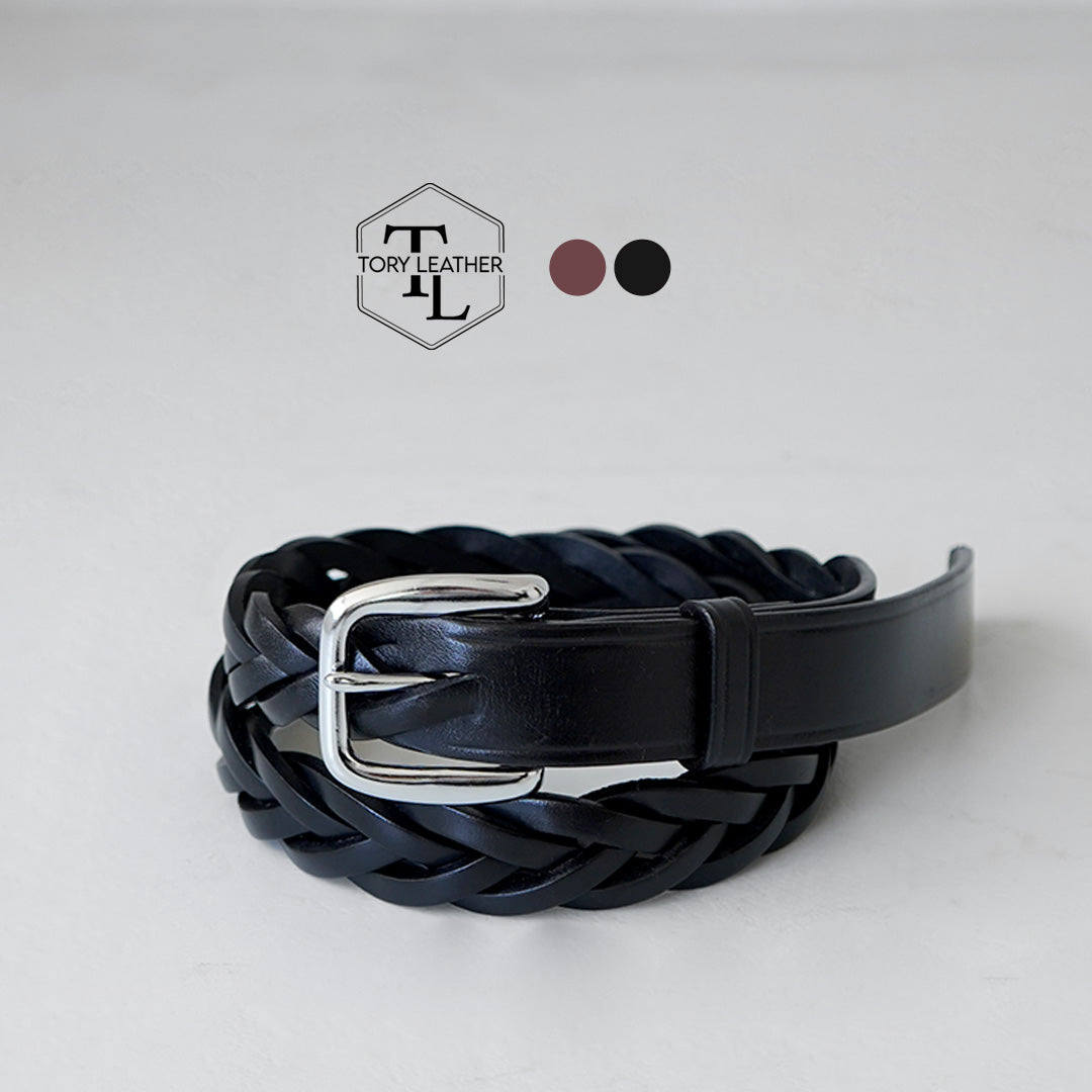 TORY LEATHER / Ceinture tressée à pointe longue
