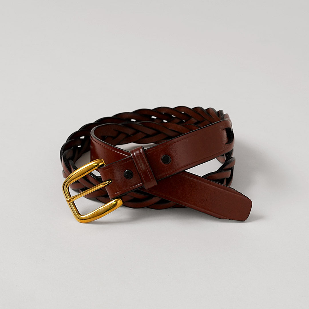 TORY LEATHER / Ceinture tressée à pointe longue