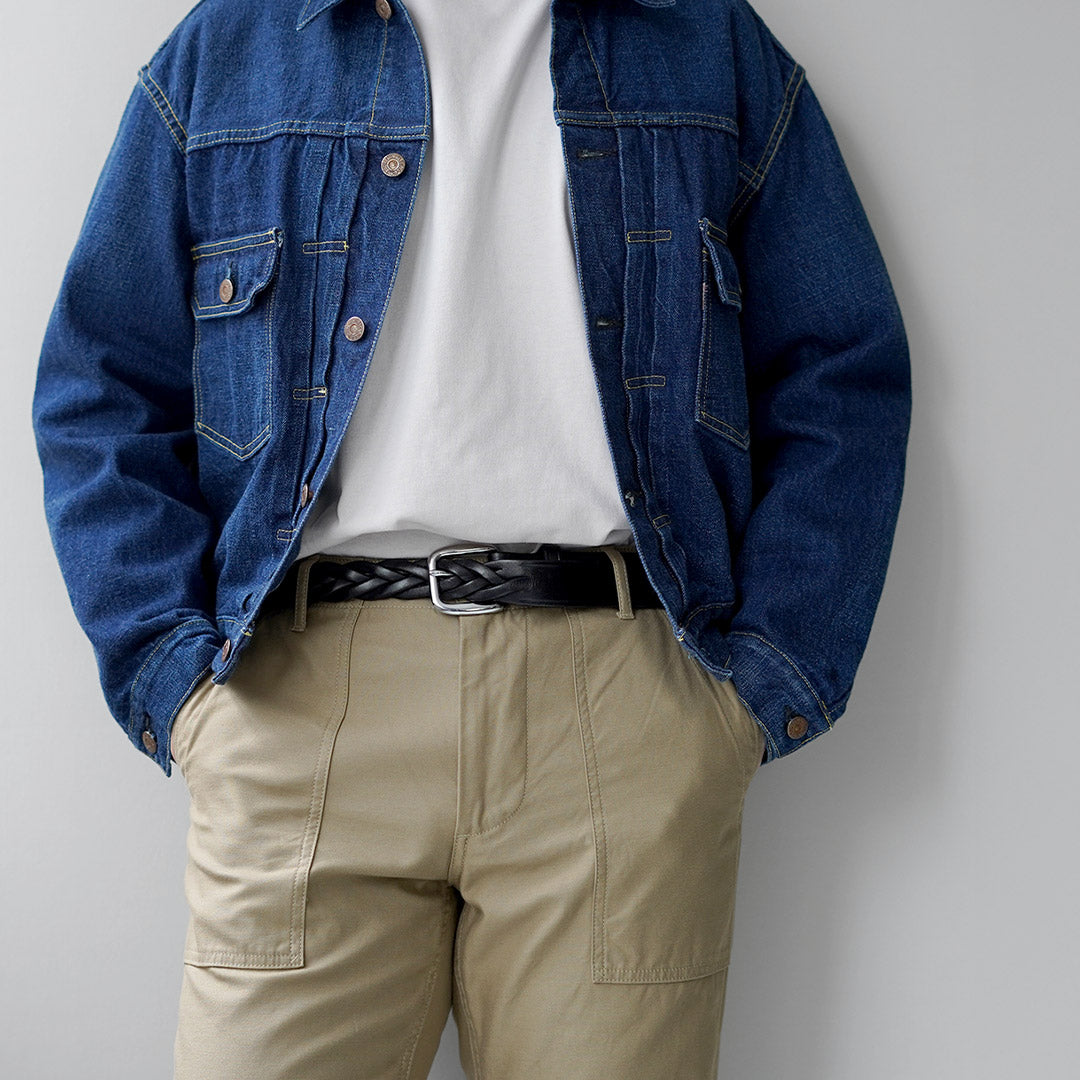 TORY LEATHER / Ceinture tressée à pointe longue