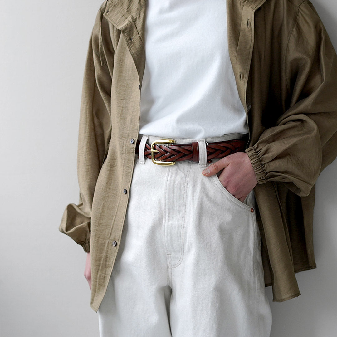 TORY LEATHER / Ceinture tressée à pointe longue