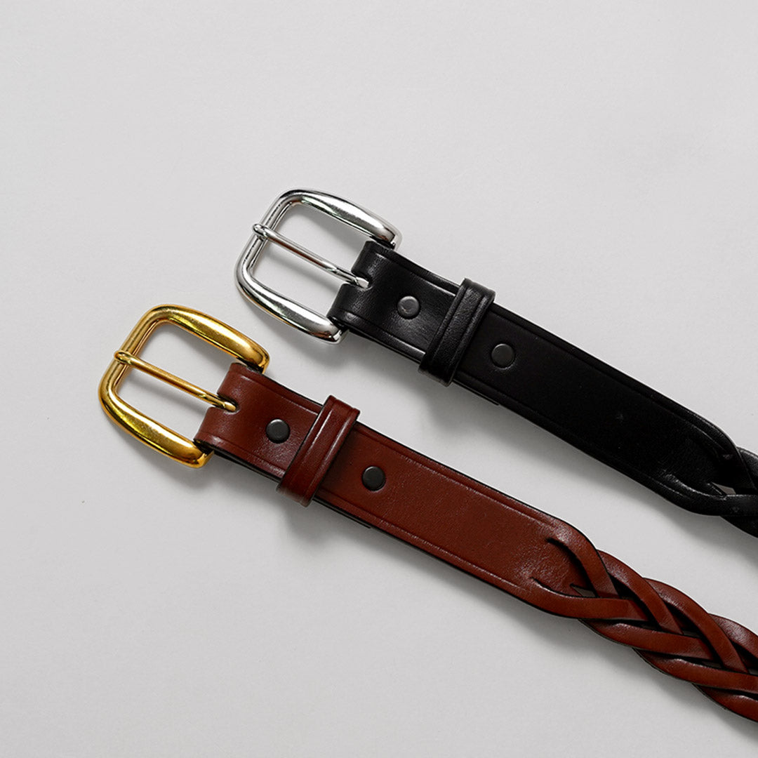 TORY LEATHER / Ceinture tressée à pointe longue