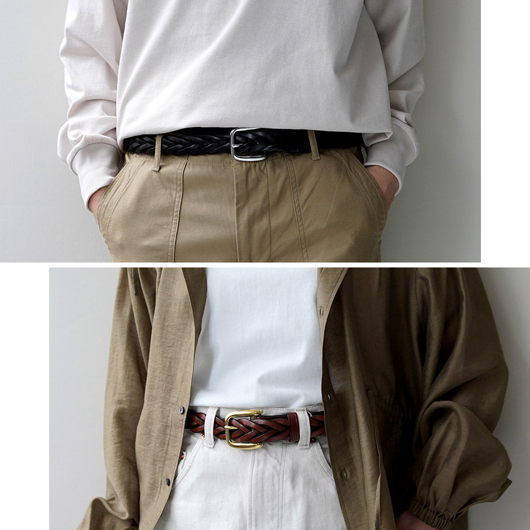 TORY LEATHER / Ceinture tressée à pointe longue
