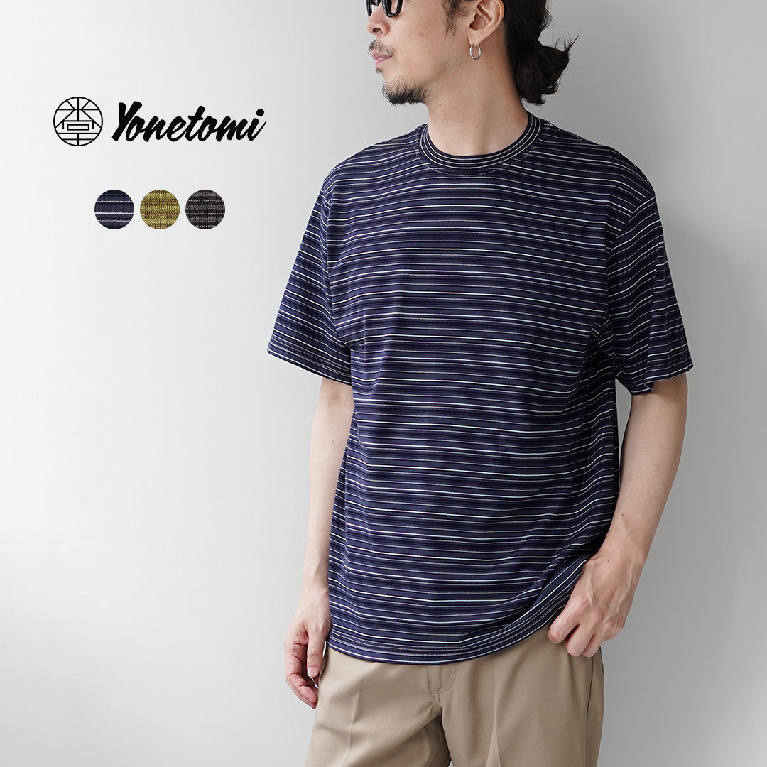 YONETOMI NEW BASIC / Garment-Dyed Striped Short Sleeve T-Shirt