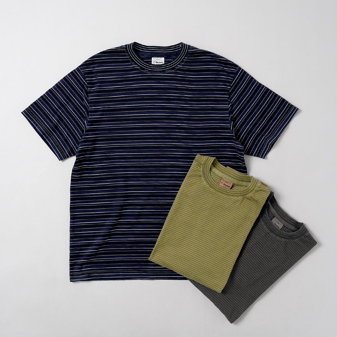 YONETOMI NEW BASIC / Garment-Dyed Striped Short Sleeve T-Shirt