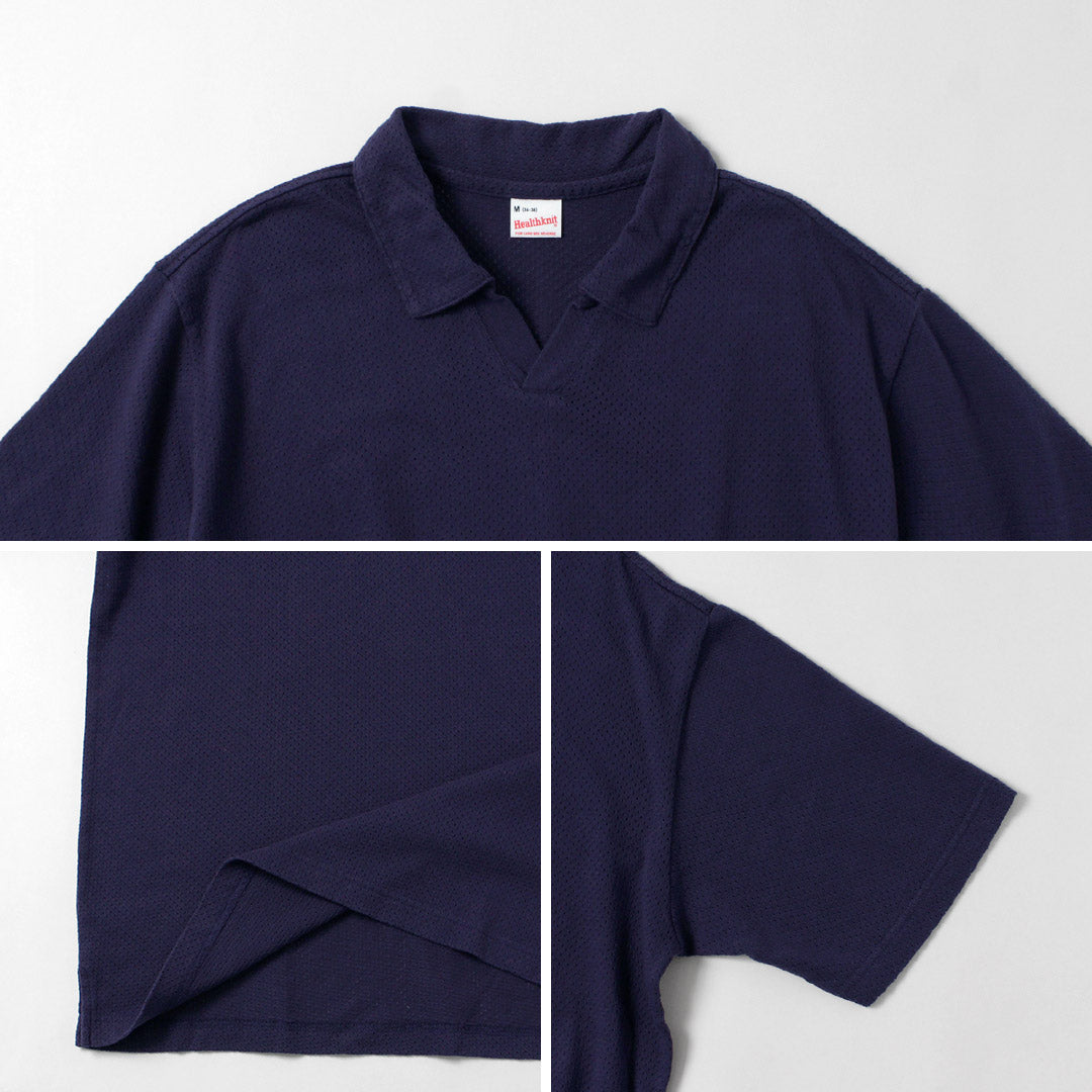 HEALTHKNIT / US Cotton Mesh Skipper Polo Shirt