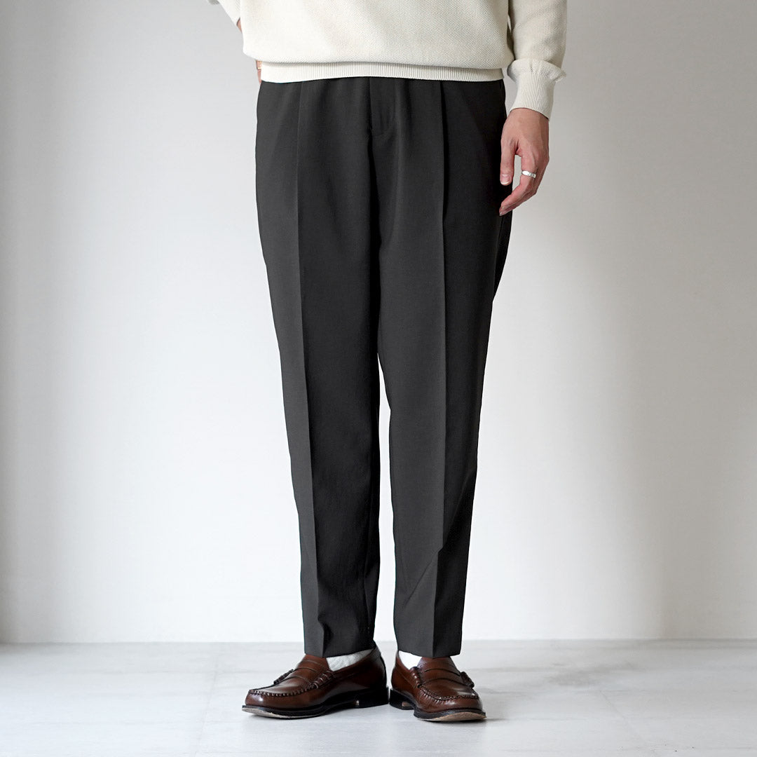 FANTASTICDAYS / 1-Pleat Linen-Like Polyester Trousers