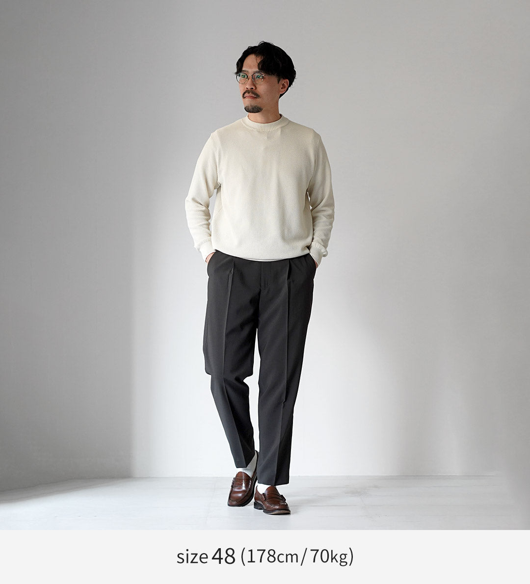 FANTASTICDAYS / 1-Pleat Linen-Like Polyester Trousers