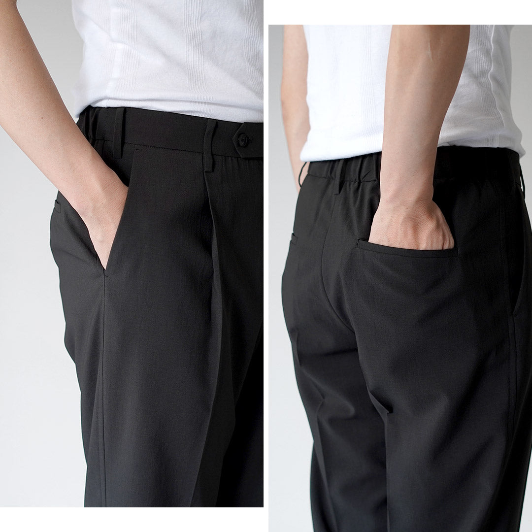 FANTASTICDAYS / 1-Pleat Linen-Like Polyester Trousers