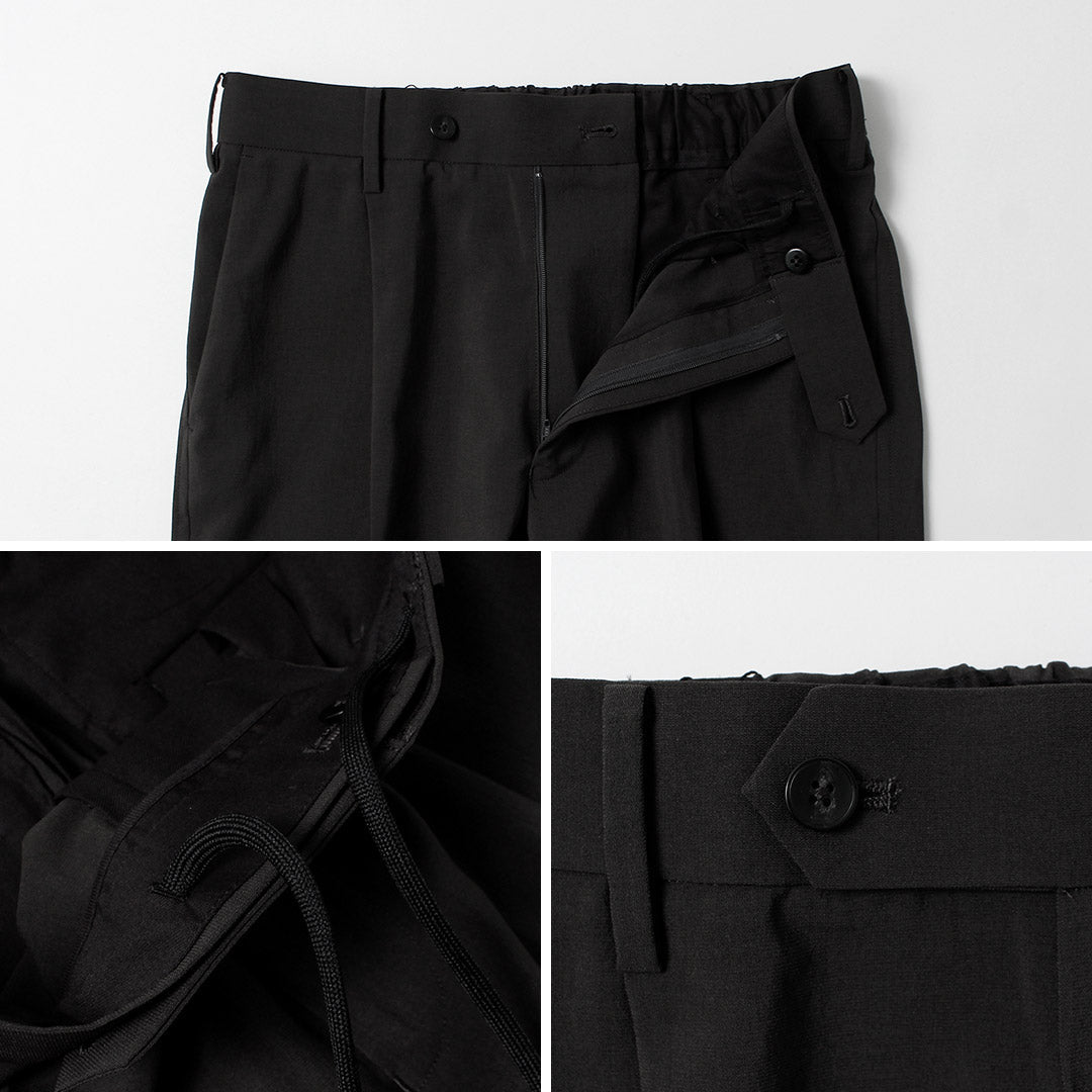 FANTASTICDAYS / 1-Pleat Linen-Like Polyester Trousers