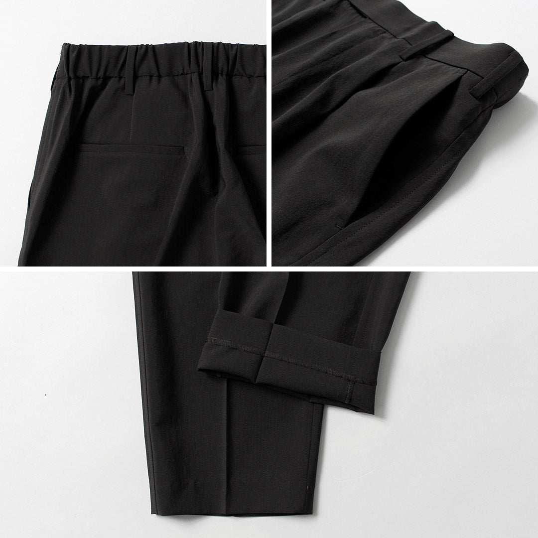FANTASTICDAYS / 1-Pleat Linen-Like Polyester Trousers