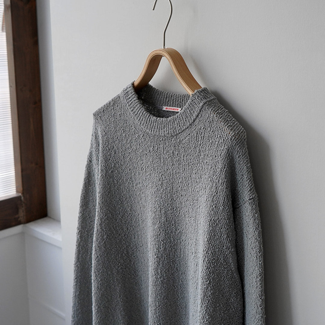 RYE TENDER / Pull à col rond en fil noué en coton Tafa