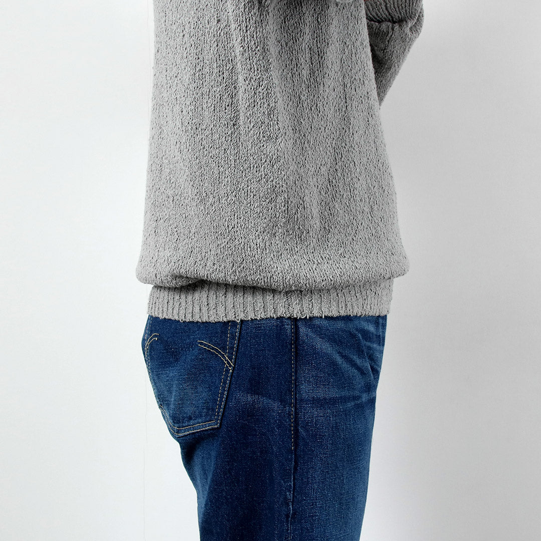 RYE TENDER / Pull à col rond en fil noué en coton Tafa