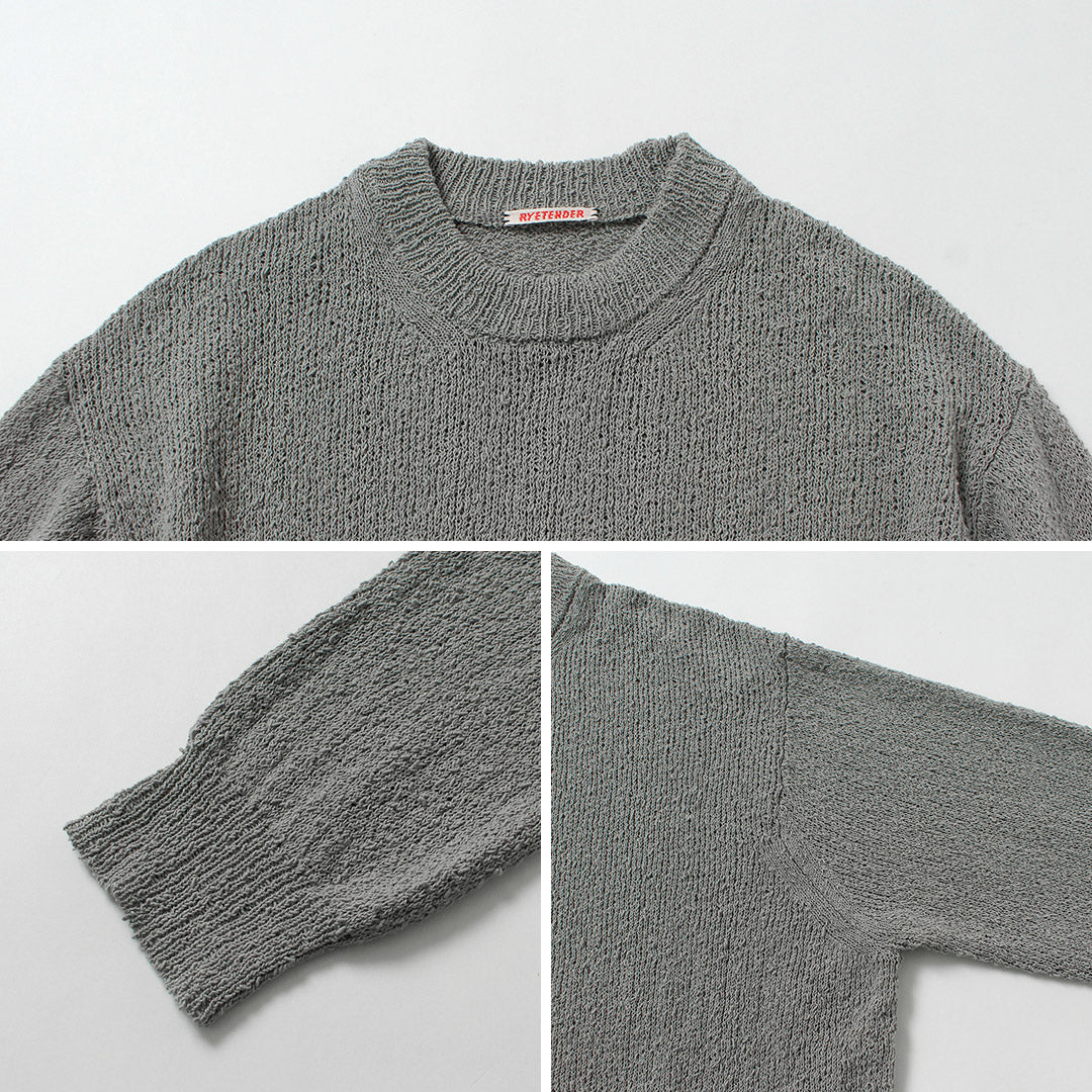 RYE TENDER / Pull à col rond en fil noué en coton Tafa