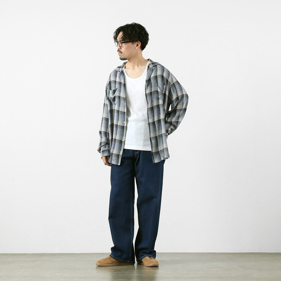 TOWNCRAFT / 60년대 옴브레 레이온 긴팔 루프 칼라 셔츠
