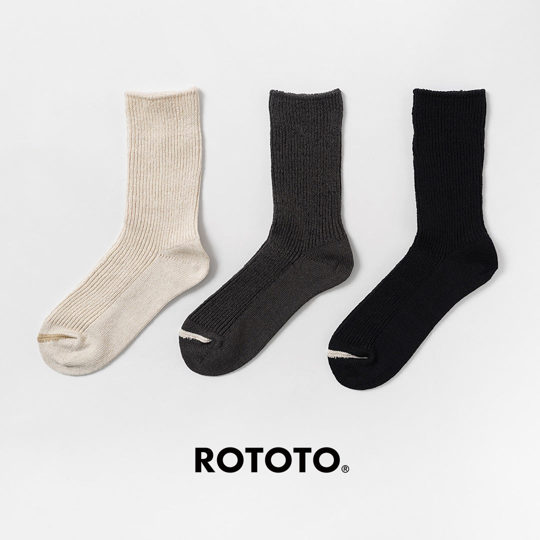 ROTOTO / Washi 재활용 코튼 골지 크루 양말