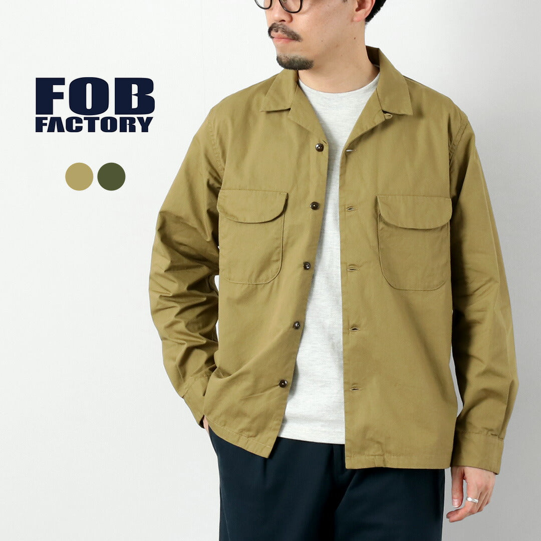 FOB FACTORY / F3515 배트윙 포플린 오픈 칼라 셔츠