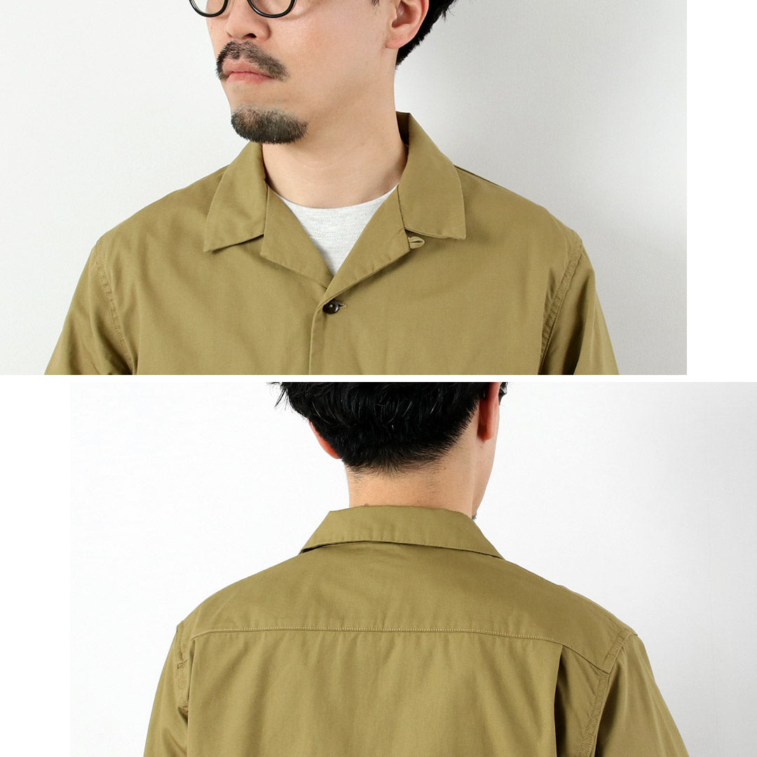 FOB FACTORY / F3515 배트윙 포플린 오픈 칼라 셔츠