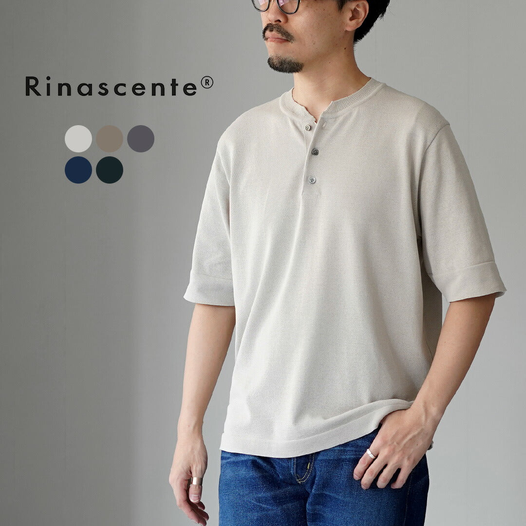 RINASCENTE / Hybrid Washable Henley Neck Knit T-Shirt